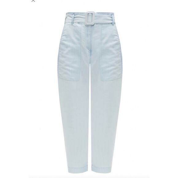 Proenza Schouler White Label Light Blue Jeans belted zip & button closure Size 2 - Picture 3 of 11